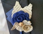 X1 Wizard wedding, fantasy, golden snitch, alternative, quirky, buttonhole, boutonnière, paper flower, snitch, corsage shabby chic