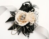 Skull wedding corsage, alternative, Prom, wrist corsage, Vintage, retro, gothic, wedding flower, alternative wedding, skull, Any Colour
