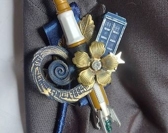 Doctor Who, buttonhole, boutonniere, wedding corsage, sci-fi wedding, screwdriver, timelord, made to order 8-10 weeks