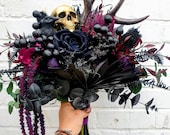 Raven Skull floral wedding bouquet, alternative wedding, alternative bouquet, gothic skull wedding Custom made 20 weeks ANY COLOUR