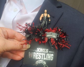 x1 bolsillo de boutonnière de lucha libre, alternativa al ojal, ramillete gótico espeluznante para bodas y graduaciones