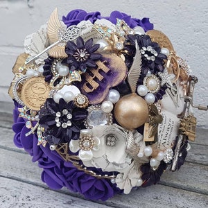 Musical wizard inspired Magical bouquet, with hand crank music any colour, alternative, brooch bouquet, whimsical made to order 20 weeks image 1