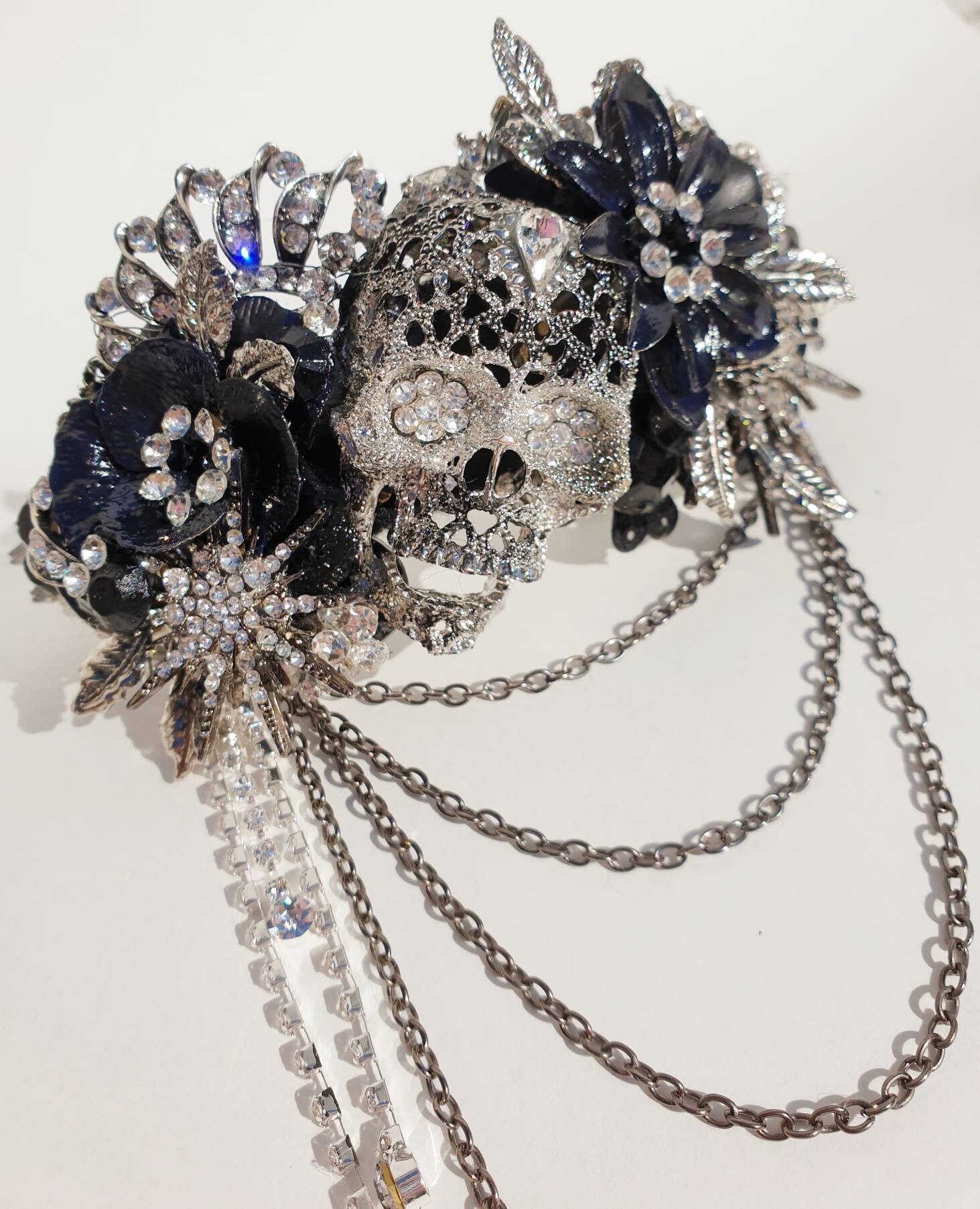 Gothic skull headdress rhinestone skull tiara skull headband | Etsy