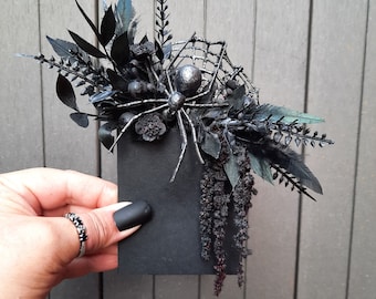 x1 Spider web floral pocket square, Gothic Halloween boutonnière, buttonhole wedding corsage custom made to order any colour