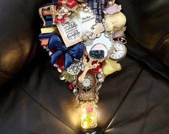 Musical fairytale Beauty Beast bouquet, hand crank music, any colour, alternative, brooch bouquet whimsical wedding made to order 20 weeks