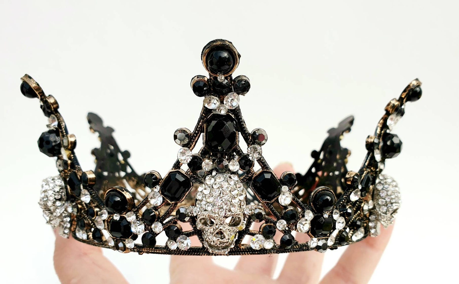 Gothic Skull Crown Gothic Headpiece Rhinestone Skull Tiara | Etsy UK