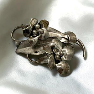 Signed Carl-Art Lily of the Valley Brooch | Sterling Silver 1940s Three Dimensional Floral Pin | May Birth Flower Bridal Gift