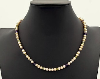 Carolyn Pollack Pearl Amethyst Necklace | 925 Silver 16-19"