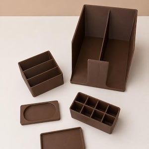 Organizador de cajones Gridfinity impreso en 3D: cajas apilables para cajones de baño, cocina y oficina.