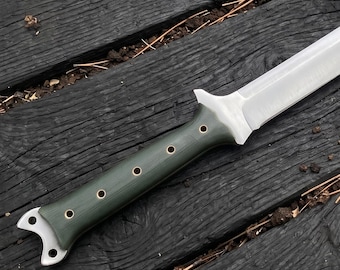 Handmade Stainless Steel Bowie Machete - High Carbon Steel, Leather Sheath