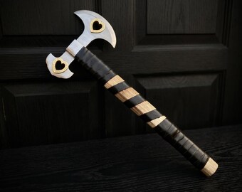 Handmade Mountaineer Heart Cutout Axe: Carbon Steel Blade, Ash Wood Handle