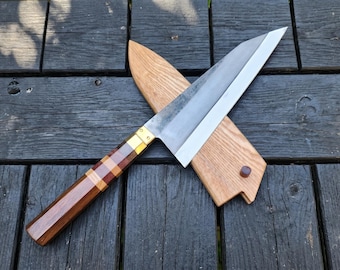 Hand Forged Cu-Mai Carbon Steel Chef Knife - Rosewood Handle included wooden scabbard, Chef Gift, Wedding gift, Christmas gift.