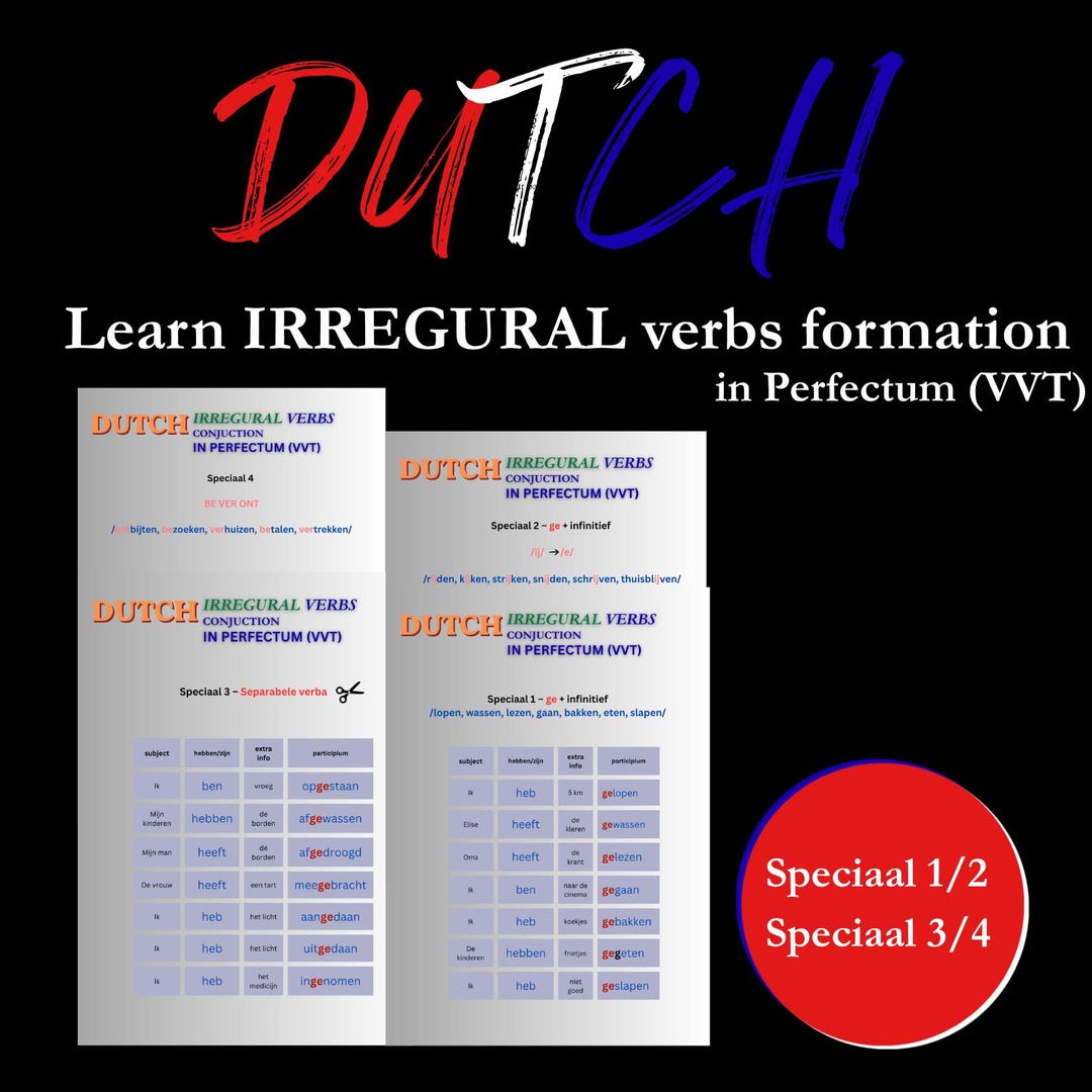 Learn IRREGURAL Verbs Formation in Perfectum (VVT) - Etsy