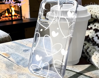 Coque de protection transparente en silicone avec coeur en forme de coeur