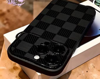 Black Grid Silicone Pattern Phone Case