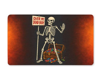 Halloween Doormat, Funny Skeleton Welcome Mat, Trick or Treat Candy Door Mat, Spooky Porch Decor