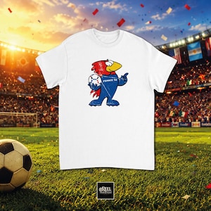 White t-shirt featuring Footix from world cup France 98.