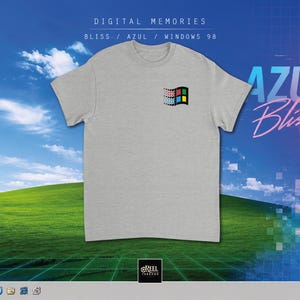 Peut inclure: Un t-shirt gris chiné à manches courtes arborant un petit logo de fenêtre multicolore sur la poitrine gauche. Le logo se compose de quatre carrés rouge, vert, bleu et jaune, avec un effet de mouvement en traînée sur le côté gauche du graphique.