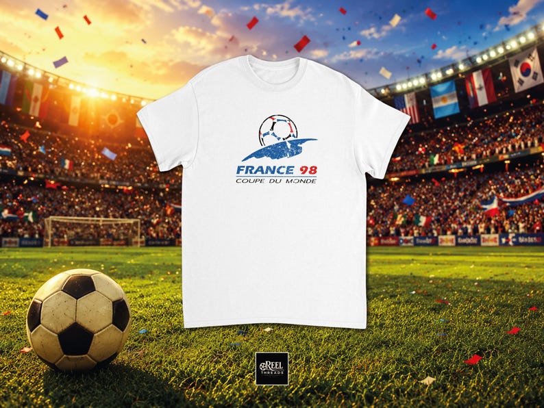 White t-shirt featuring world cup France 98.