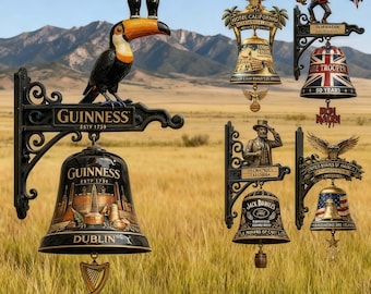 Harz-Türglocke im Vintage-Stil - Adler & Guinness-Design für Haupteingang Patriotisches Dekor für Veranda oder Garten Handgefertigte Türglocke