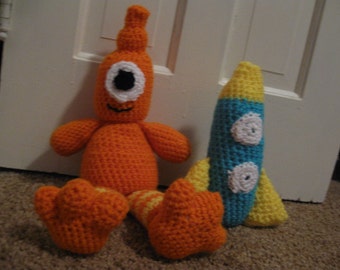 Zabo the alien and his toy rocket ship crochet patterns PDF file