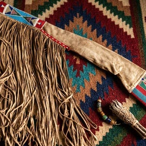 Beaded Leather Rifle Scabbard, Native American Style Fringed Gun Case, Southwest Seed Bead Rifle Sleeve, Custom Suede Lever Action Holster