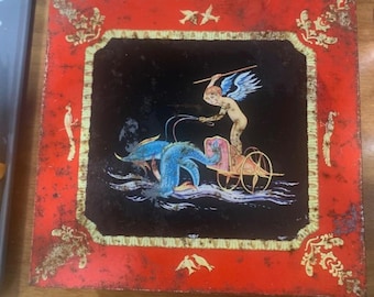 Vintage Huntley & Palmers DOLPHINS Cherub Keksdose 1960er Jahre 9x8.5