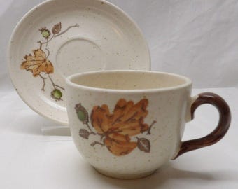 Set of 2 Metlox PoppyTrail "Woodland Gold" Flat Cup and Saucer Sets #5600/5602