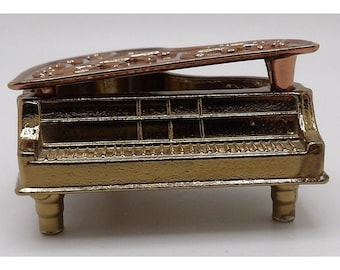 Miniature Grand Piano # 756172 Shelf Sitter, Decor 2 Tone Metal Made in England