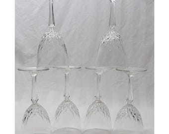 6 Vintage Cristal D'arques-Durand Luminarc Diamant 6.75” Wine Glasses