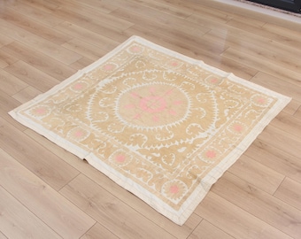 Uzbekistan Suzani Embroidery Textile – Traditional Silk Cotton Home Decor (57.48" x 61.02") 16497