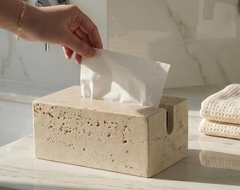 Travertin Taschentuchbox Bezug, Minimalistischer Stein Papierhandtuchhalter, Modernes Wohndekor