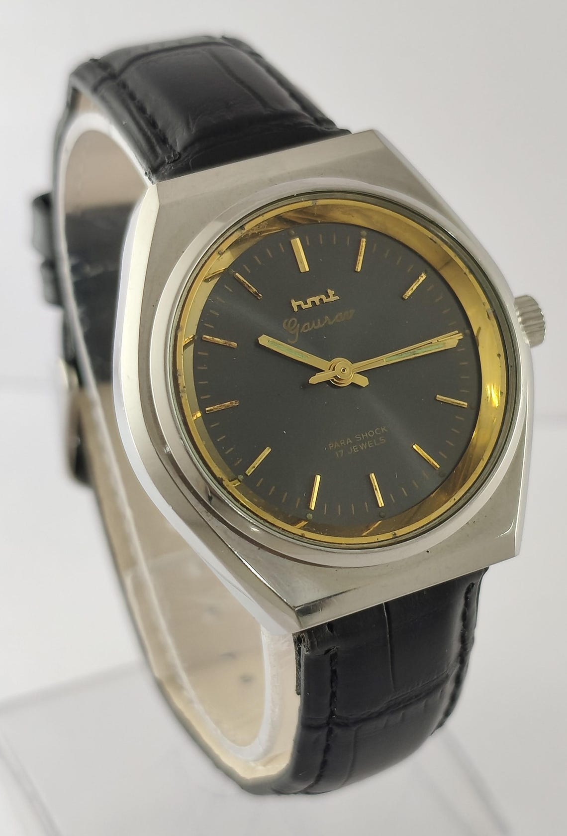 Vintage HMT GAURAV Mechanical Hand-Winding Watch for Men | Gray Dial | Classic Timepiece, foto 3 di 5