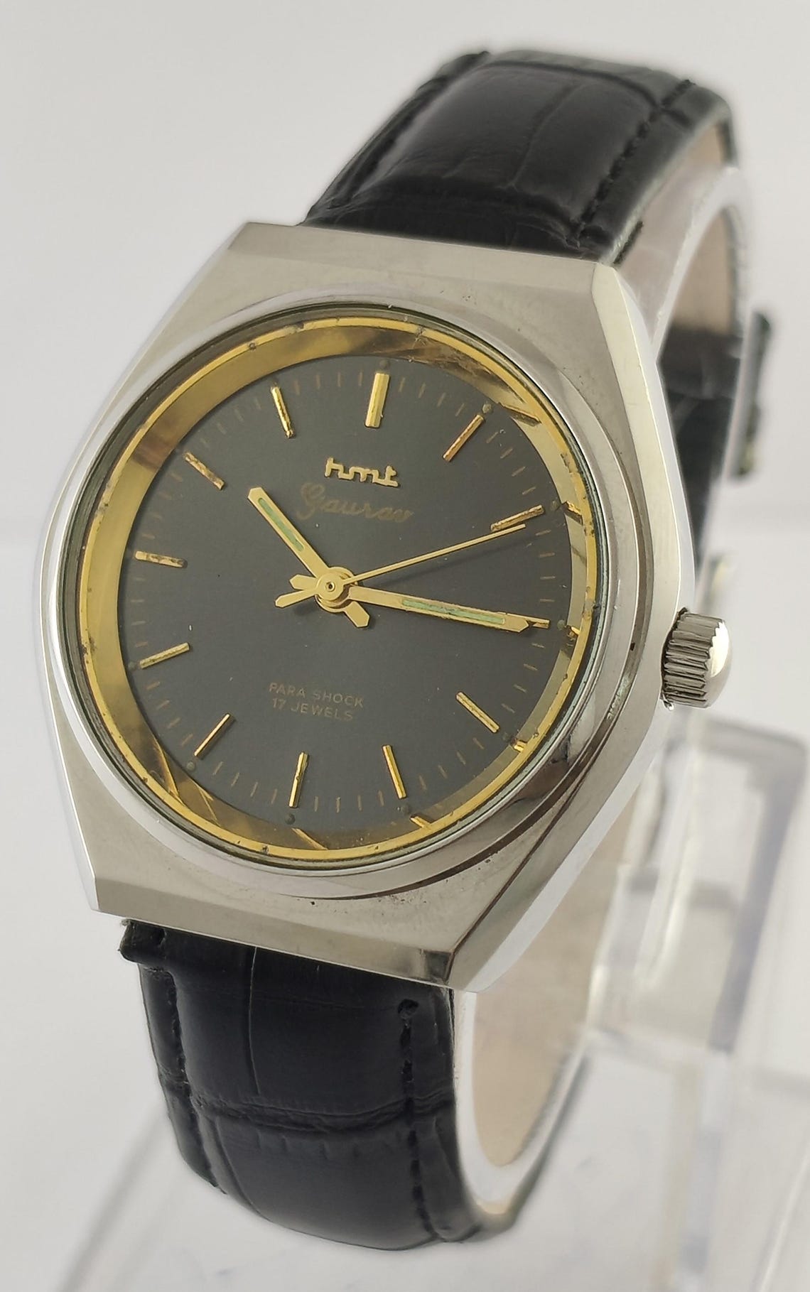 Vintage HMT GAURAV Mechanical Hand-Winding Watch for Men | Gray Dial | Classic Timepiece, foto 4 di 5