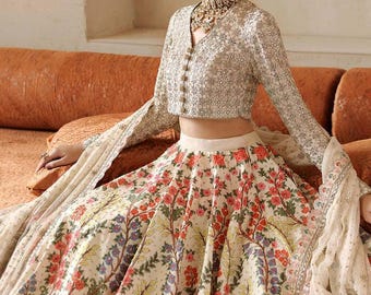 Floral Lehenga Choli for Women | Indian Wedding Dress | Pakistani Bridal Lehenga | Bollywood Style Party Wear