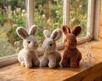 Crochet Bunny Pattern PDF | Velvet & Faux Fur Amigurumi Toy (Instant Download)