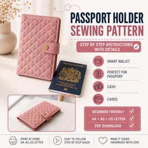 Passport Wallet Sewing Pattern PDF | Passport Holder Digital Download | Beginner Friendly Printable