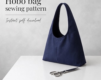 Hobo Bag Sewing Pattern | Minimalist Slouchy Tote (PDF Download) Canvas Shoulder Bag Pattern, Beginner Friendly, A4 A0 US Letter