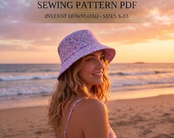 Reversible Bucket Hat Pattern, Beginner Friendly PDF for Sun Hat Sewing