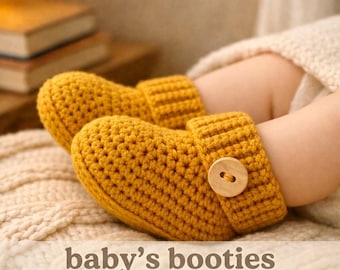 Easy Crochet Baby Booties Pattern, 3-12 Months, Beginner Friendly (PDF Download)