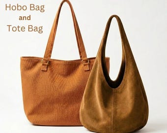 Slouchy Hobo Bag Sewing Pattern & Tote Bag Pattern Bundle, 2 PDF Purse Patterns, Beginner DIY Handbag Tutorial, Instant Download