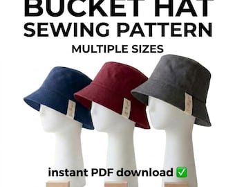 Bucket Hat Sewing Pattern | Reversible Sun Hat, Beginner Friendly PDF (Digital Download)