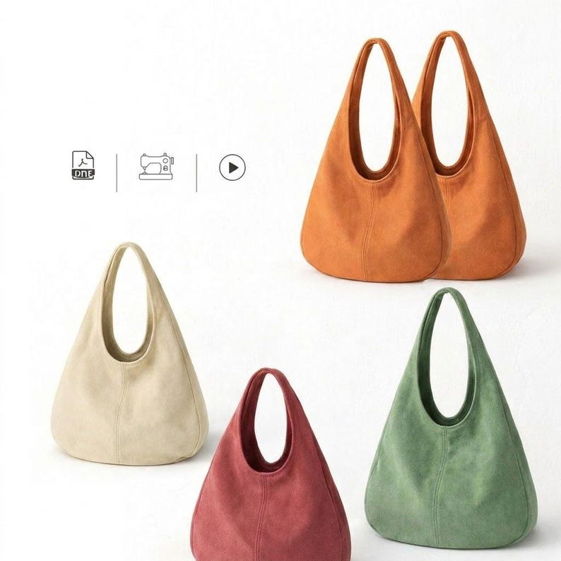 Hobo Bag Sewing Pattern | Minimalist Slouchy Tote ( PDF Download) image 3