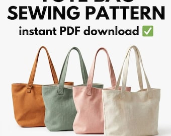 Canvas Tote Bag Sewing Pattern PDF | Beginner Friendly Tote Bag Pattern | Digital Download | Sizes S-XL