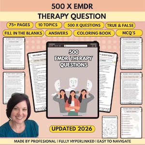 500 EMDR Therapy Questions Bundle, Study Guide, Coloring Book, Hyperlinked 2027 (Digital Download)