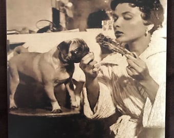 Vintage Lena Horne i Mops Decoupaged na drewno