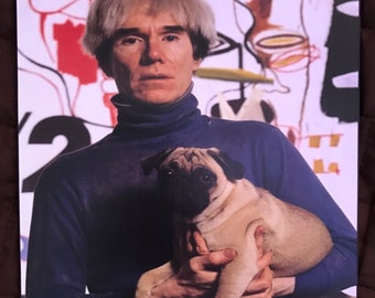 Vintage Andy Warhol with Pug  Decoupaged on Wood