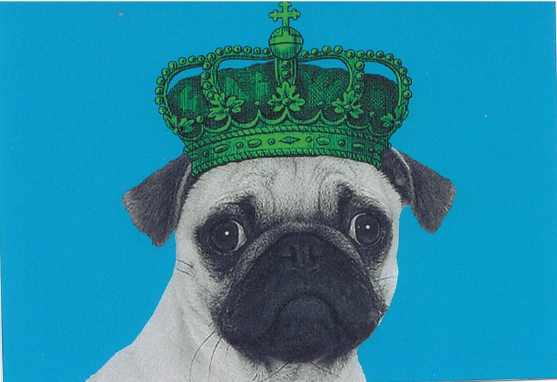 Pug King Decoupaged on Wood | Etsy