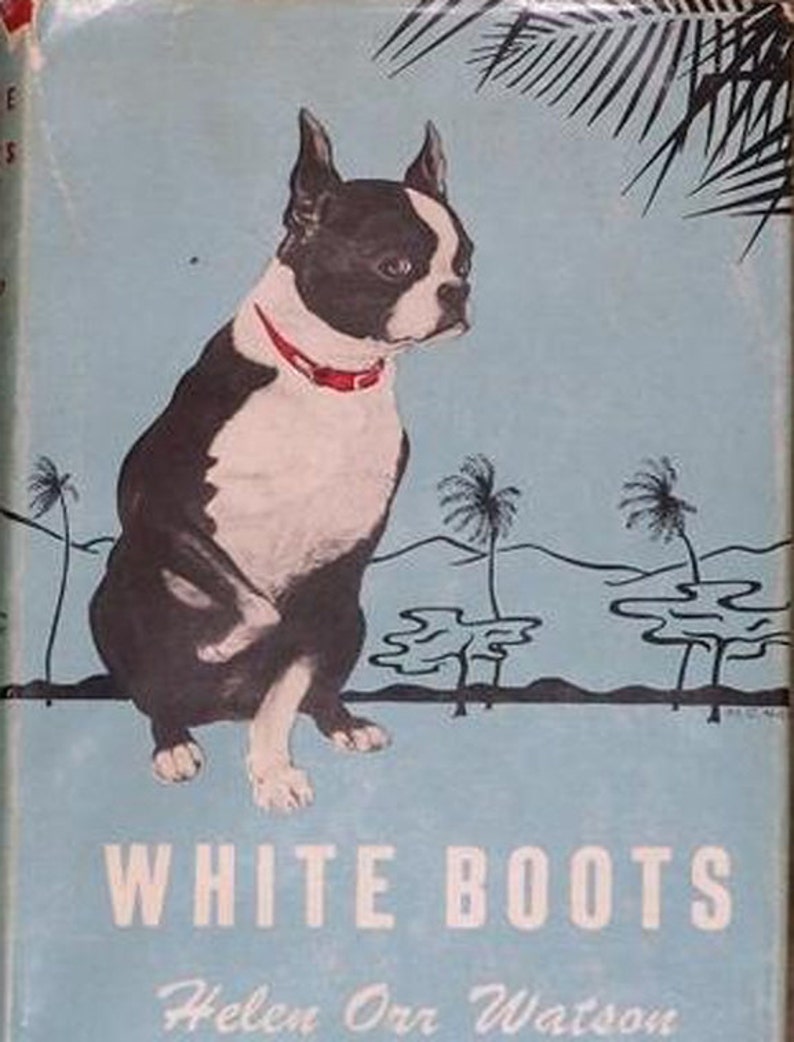 White Boots Vintage Boston Terrier Print Decoupaged on Wood Etsy