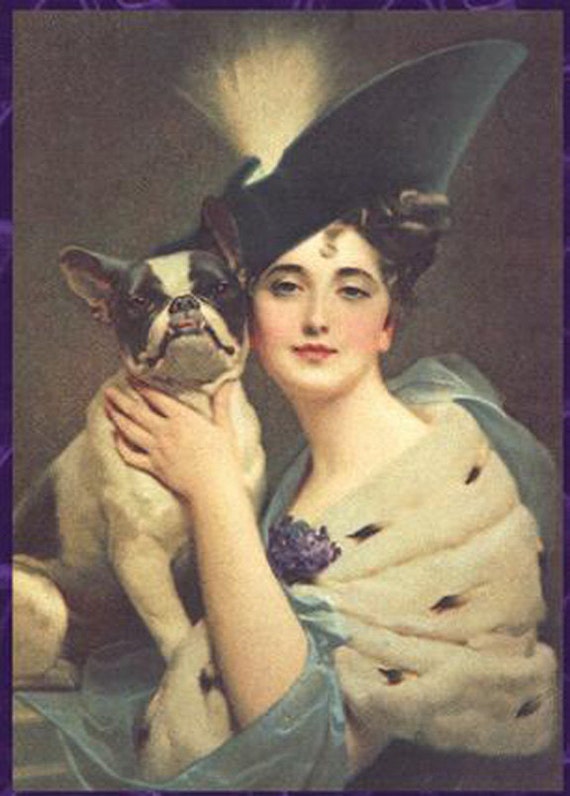 アンティークブルドッグ Antique French Bulldog Photo Decoupaged on Wood - Etsy